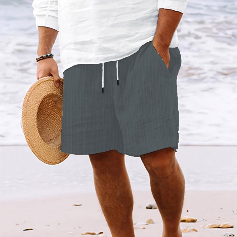 Briar - Men's Striped Beach Drawstring Shorts in Cotton and Linen