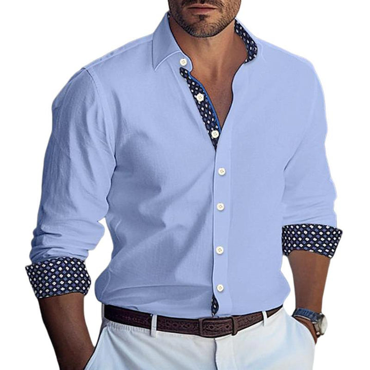 Bennett - Printed Colorblock Lapel Shirt