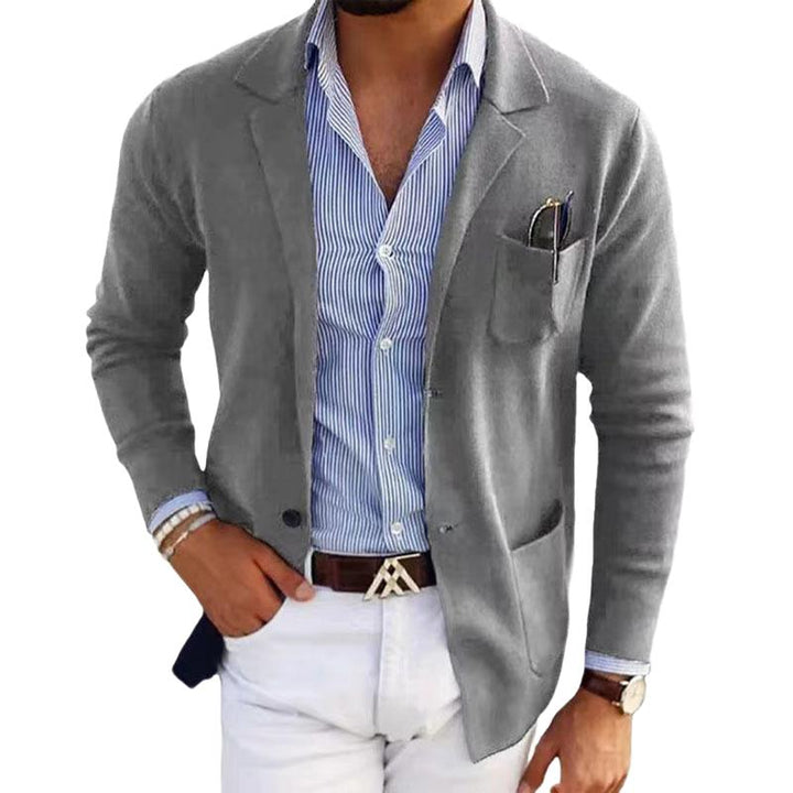 Cristian - Casual notch lapel single-breasted slim-fit knitted blazer
