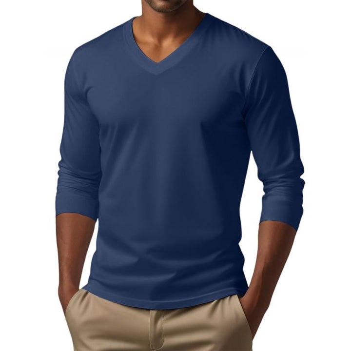 Cameron - Casual v-neck cotton blend t-shirt