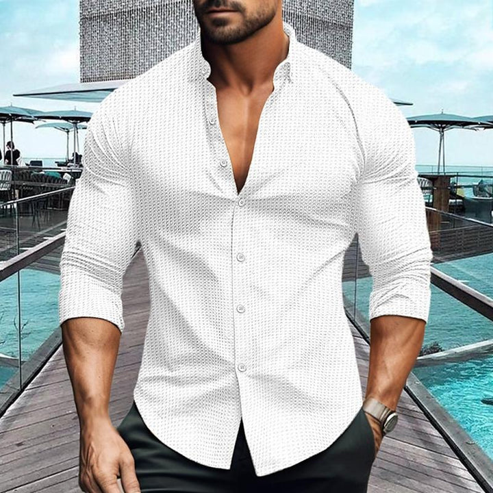 Damian - Solid Color Long Sleeve Shirt