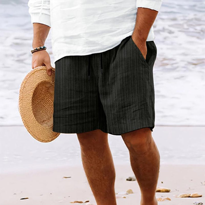 Briar - Men's Striped Beach Drawstring Shorts in Cotton and Linen