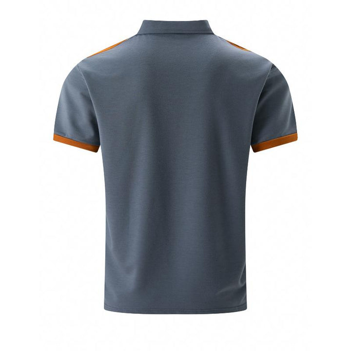 Adrian - Men's Colorblock Short Sleeve Polo Shirt with Chest Pocket and Lapel