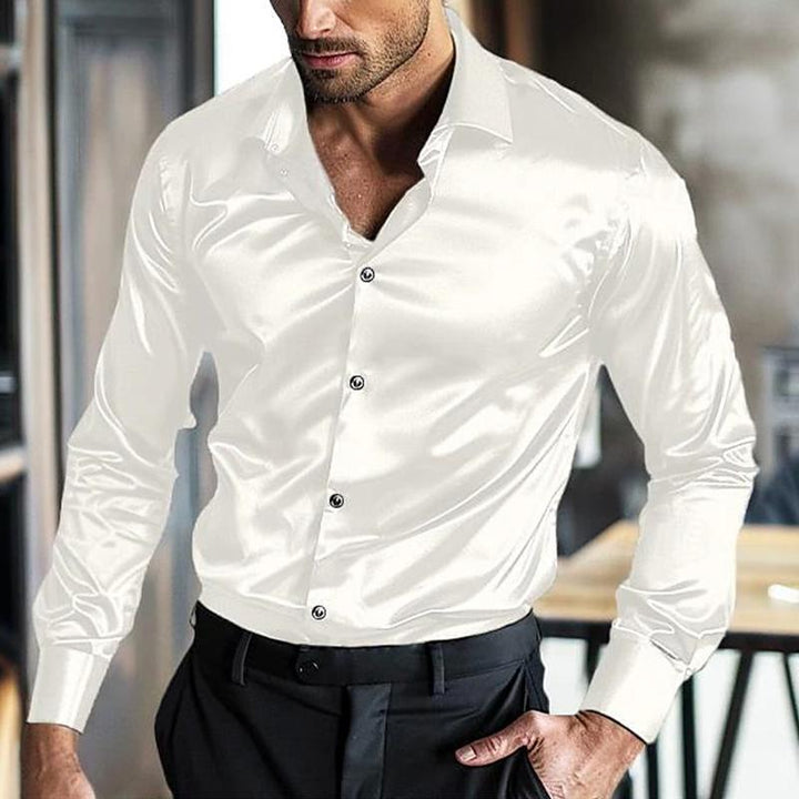 Matteo - Silk lapel long sleeve shirt