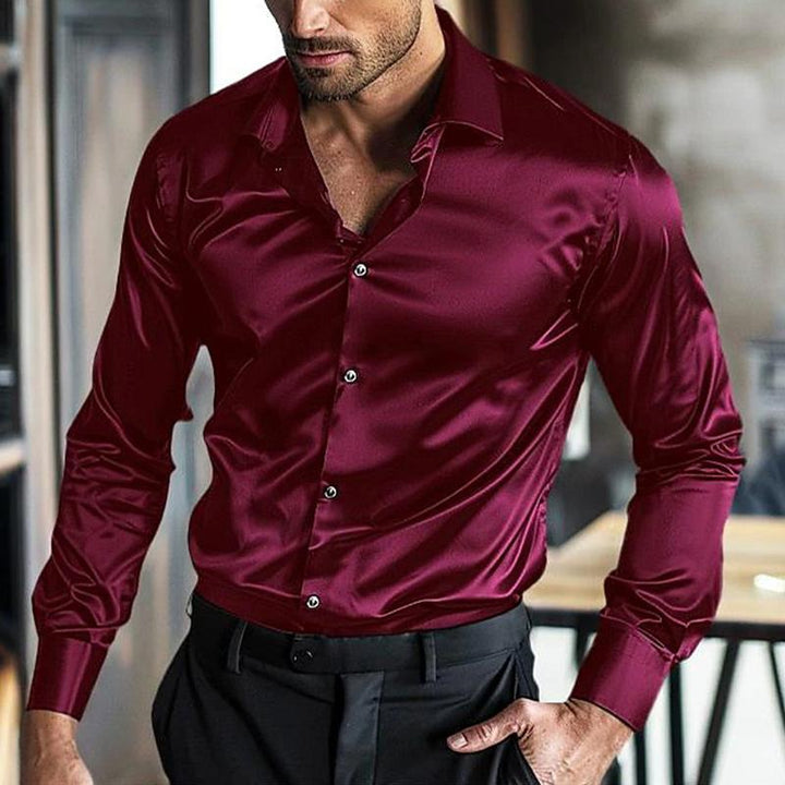 Matteo - Silk lapel long sleeve shirt
