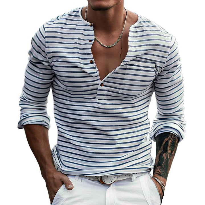 Finn - Striped long sleeve collar t-shirt