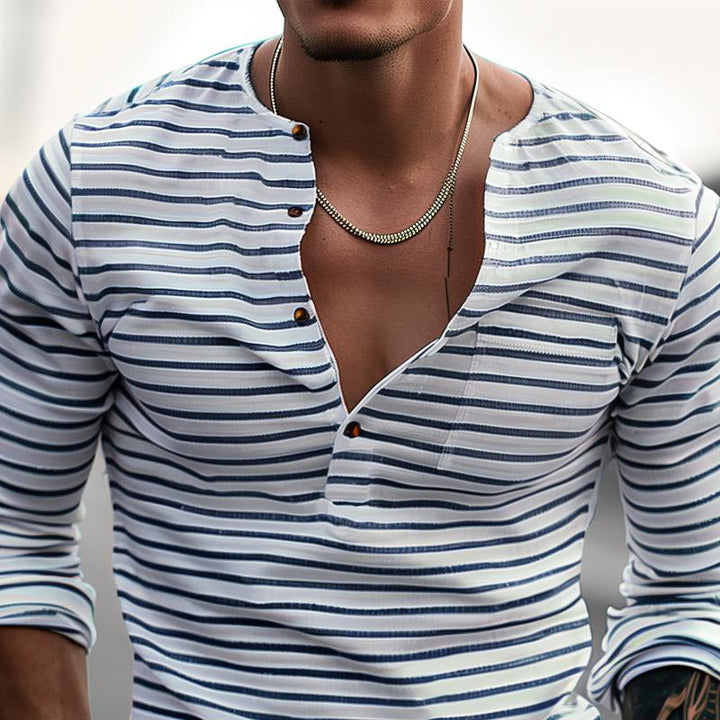 Finn - Striped long sleeve collar t-shirt