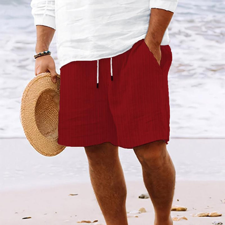 Briar - Men's Striped Beach Drawstring Shorts in Cotton and Linen