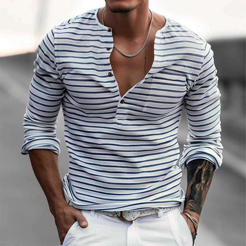 Finn - Striped long sleeve collar t-shirt