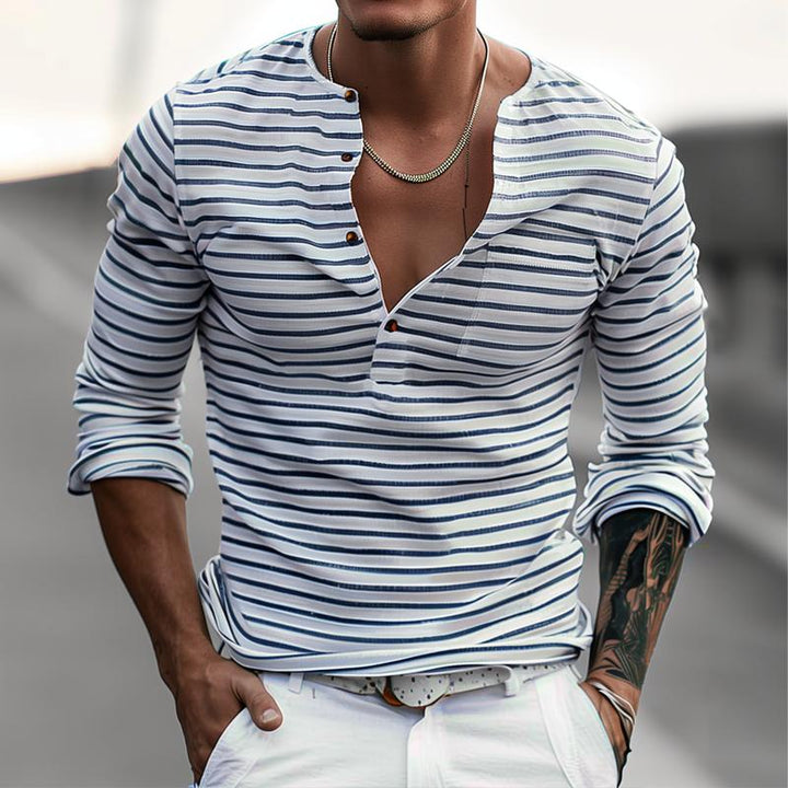 Finn - Striped long sleeve collar t-shirt