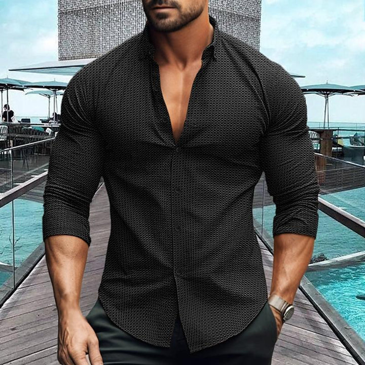 Damian - Solid Color Long Sleeve Shirt