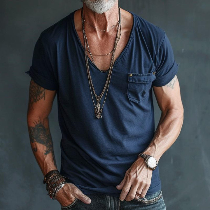 Nathaniel - Men's v neck pocket t-shirt