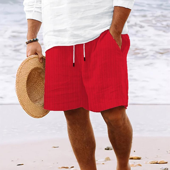 Briar - Men's Striped Beach Drawstring Shorts in Cotton and Linen