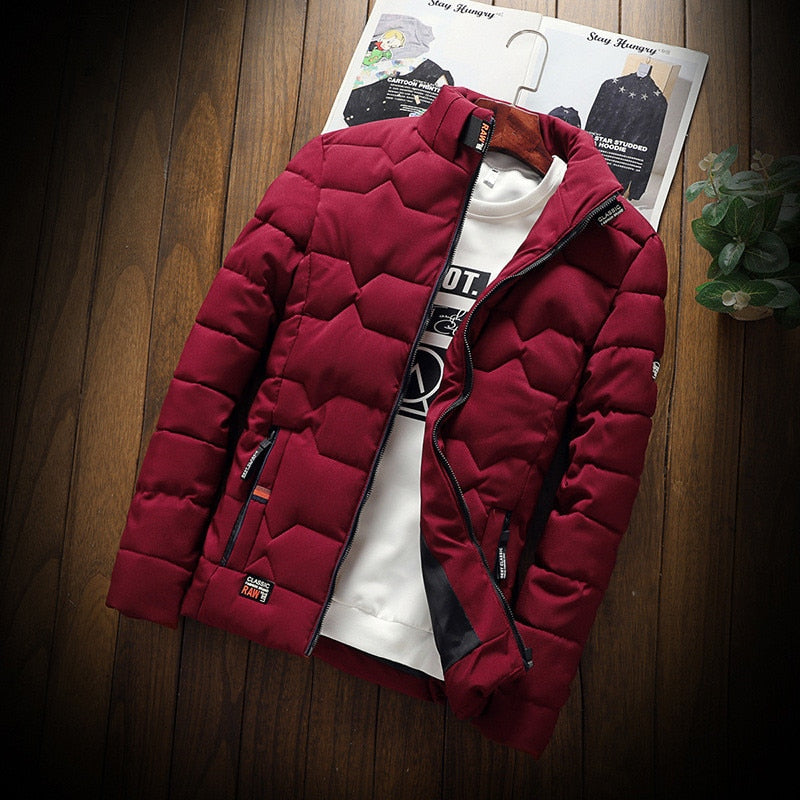 Men’s Quilted Puffer Jacket | Stand Collar