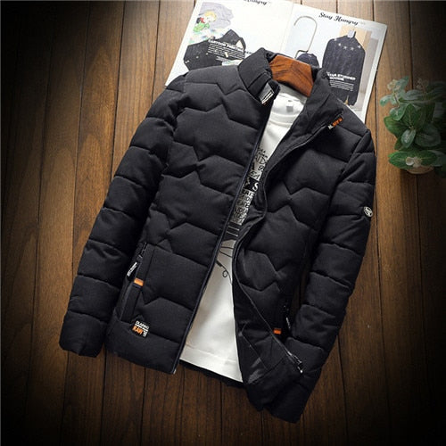 Men’s Quilted Puffer Jacket | Stand Collar