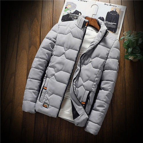 Men’s Quilted Puffer Jacket | Stand Collar