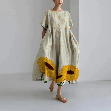 Women’s Loose Midi Dress | Round Neck