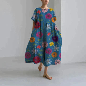 Women’s Loose Midi Dress | Round Neck