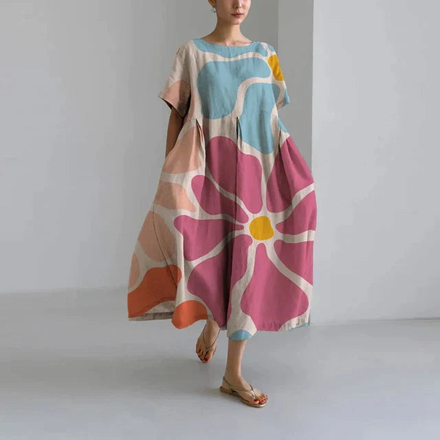 Women’s Loose Midi Dress | Round Neck