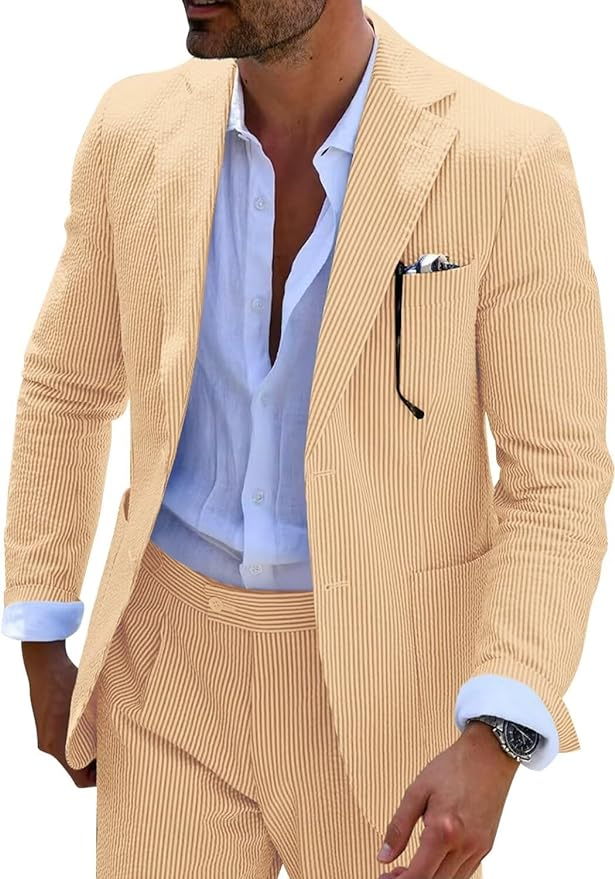 Men’s Striped Formal Suit Set | Two Piece