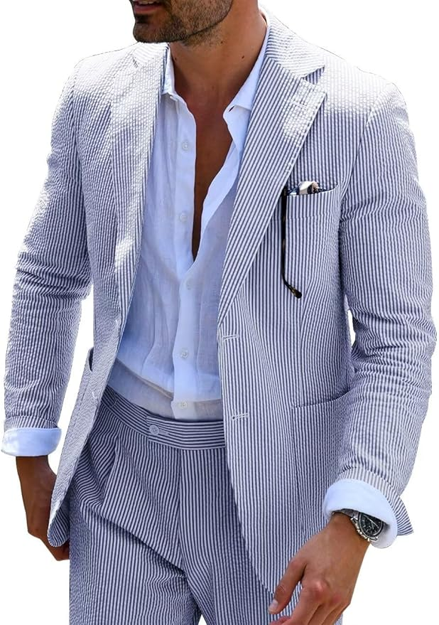 Men’s Striped Formal Suit Set | Two Piece