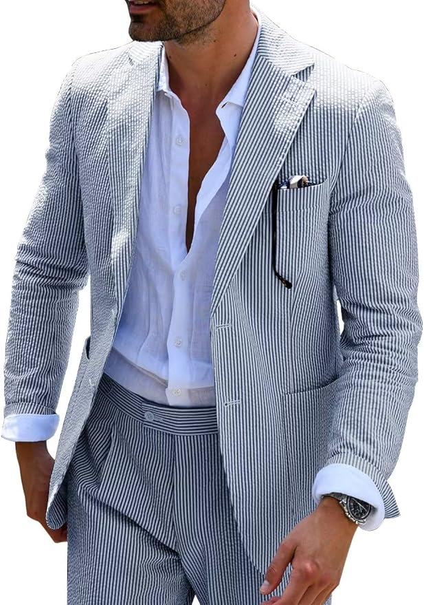 Men’s Striped Formal Suit Set | Two Piece