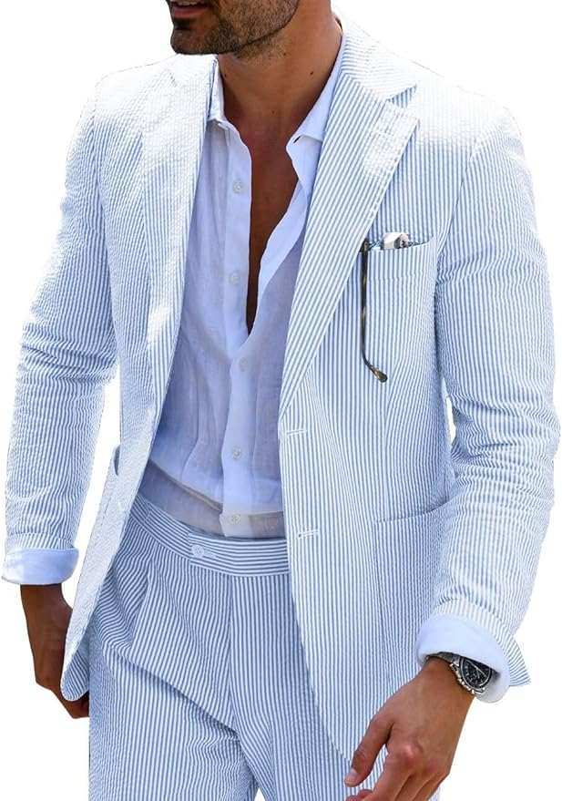 Men’s Striped Formal Suit Set | Two Piece