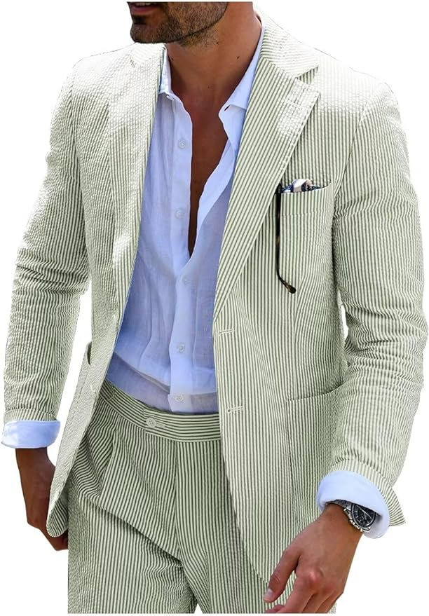 Men’s Striped Formal Suit Set | Two Piece