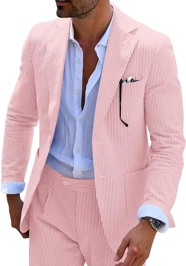 Men’s Striped Formal Suit Set | Two Piece