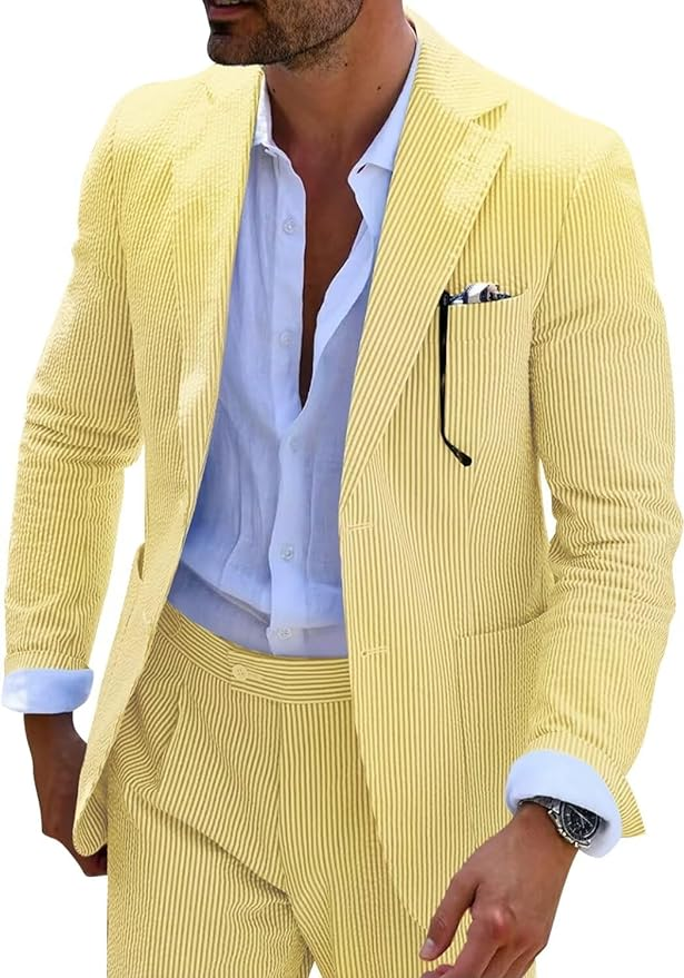 Men’s Striped Formal Suit Set | Two Piece