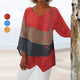 Women’s V-Neck Patchwork Blouse | Asymmetrical Hem