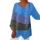 Women’s V-Neck Patchwork Blouse | Asymmetrical Hem