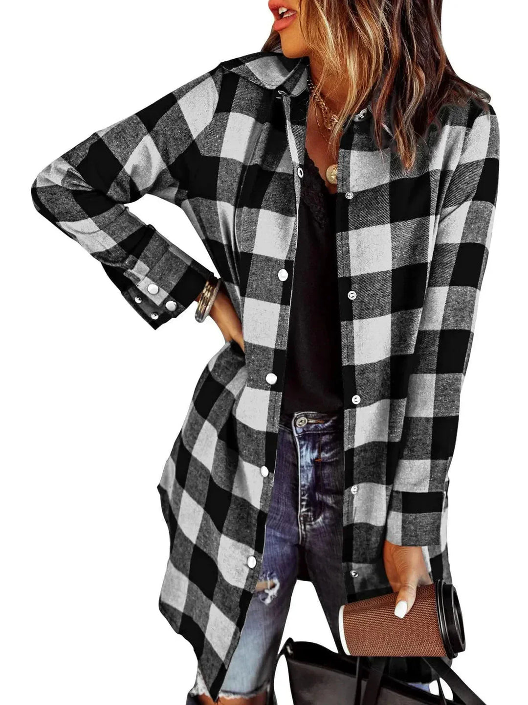Women’s Plaid Jacket | Long Sleeve