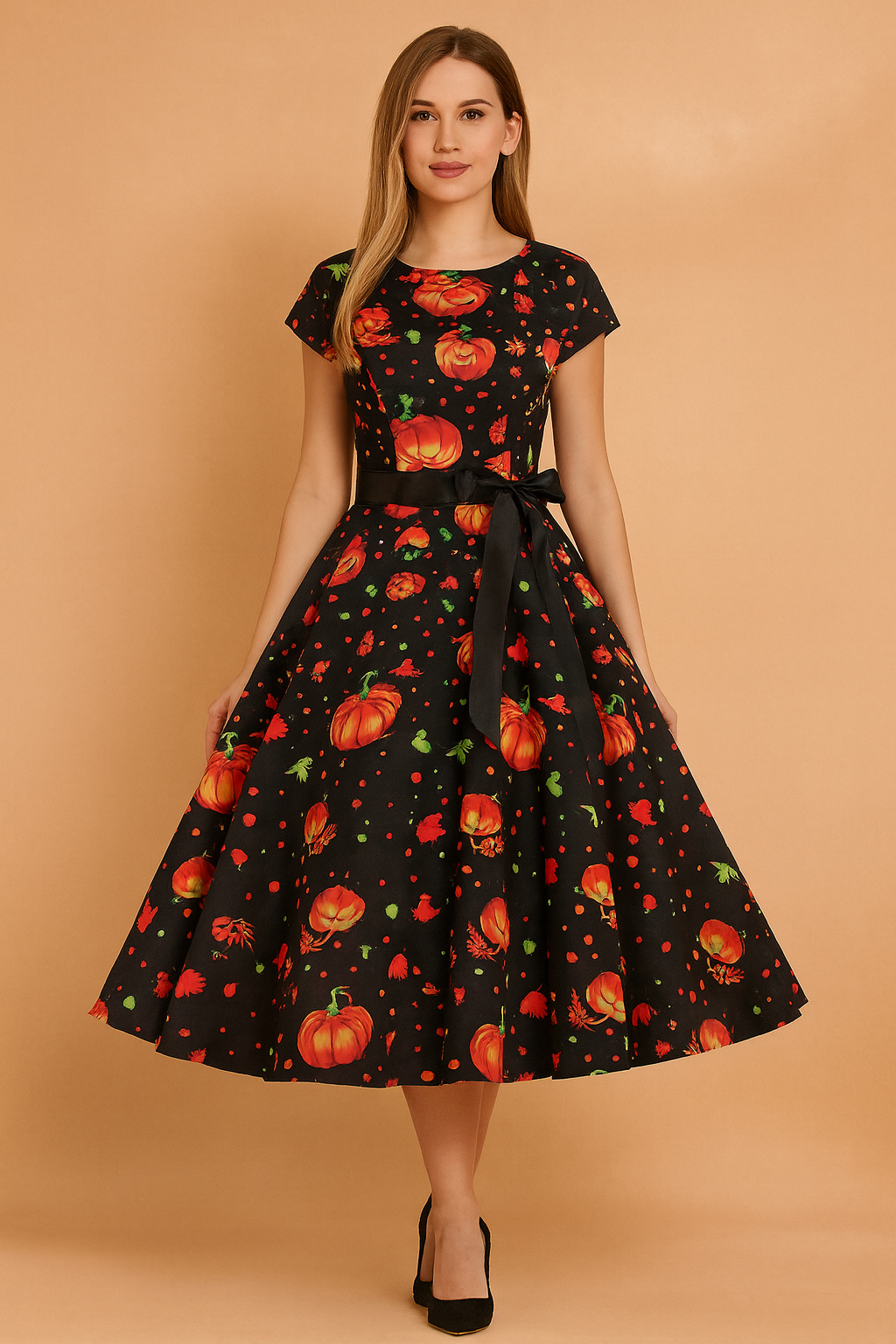Women’s Halloween Costume Dress | Pumpkin & Ghost Print