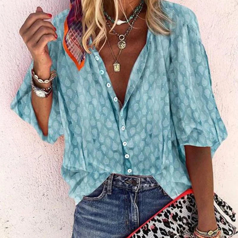 Women’s Printed Button Loose Shirt | Casual Fit