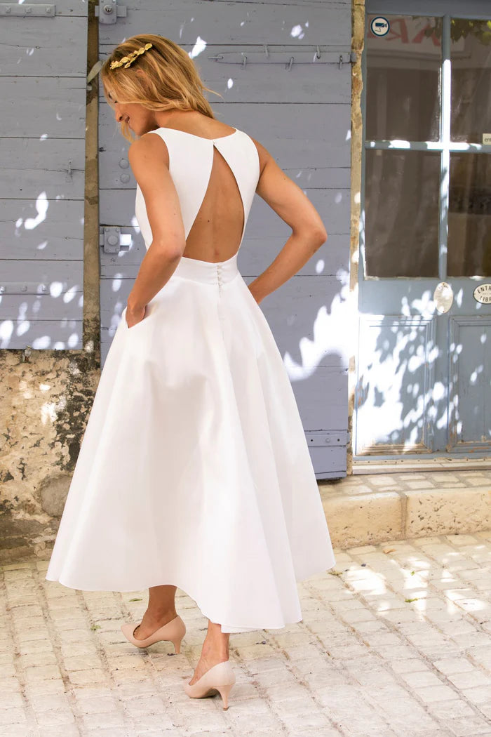 Women's Backless Bridesmaid Dress | Midi