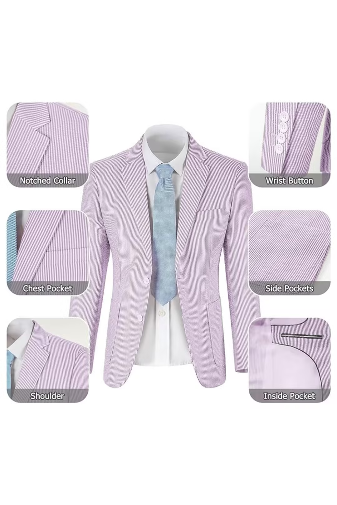 Men’s Striped Formal Suit Set | Two Piece