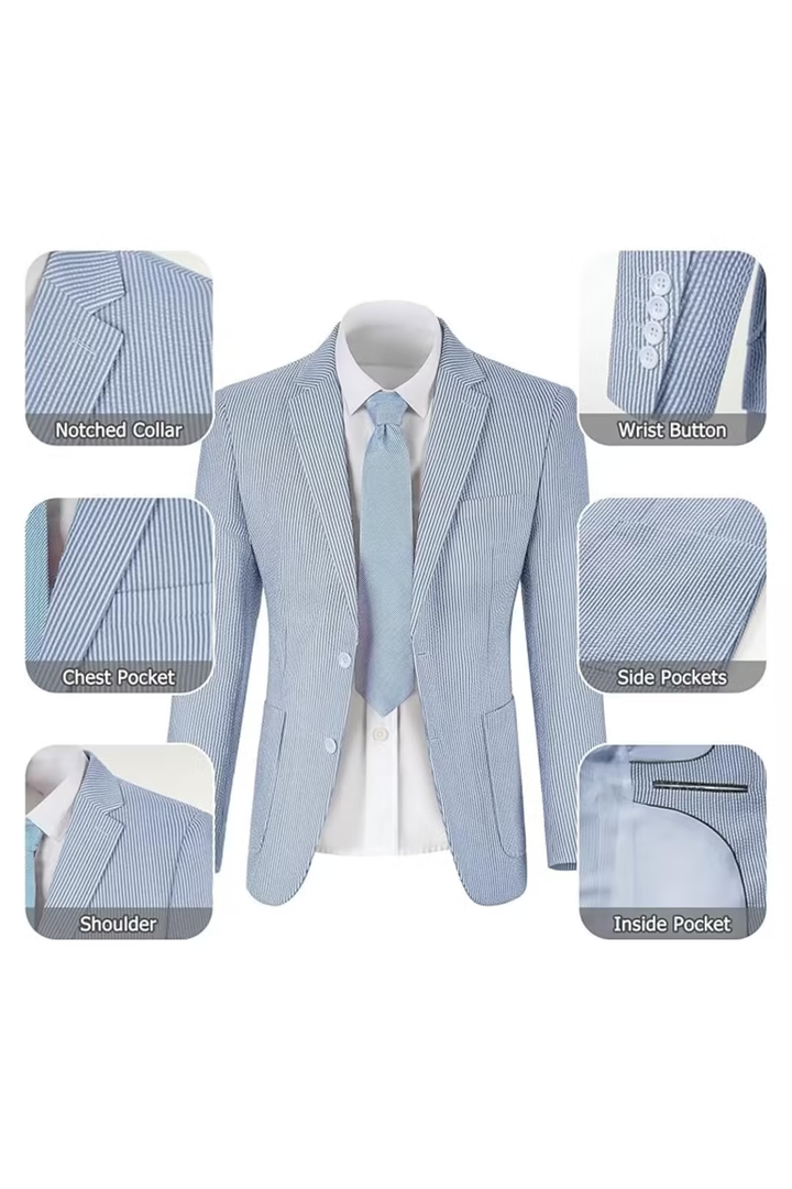 Men’s Striped Formal Suit Set | Two Piece