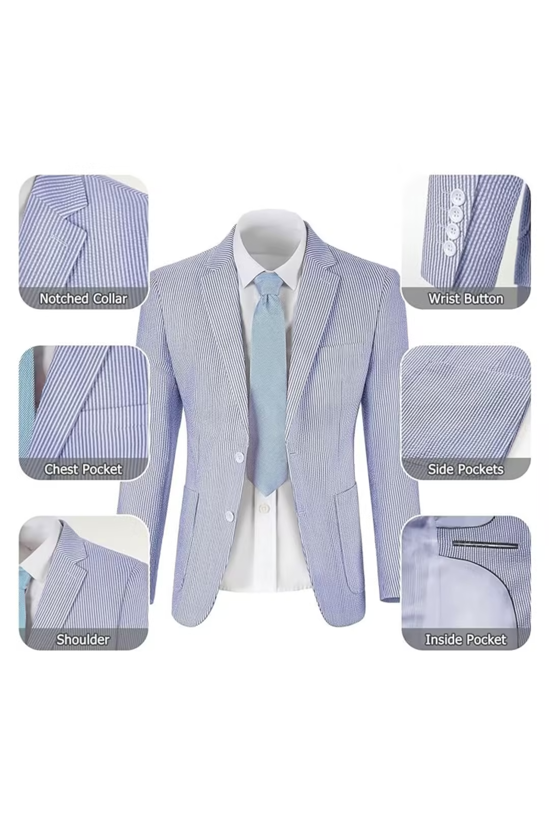 Men’s Striped Formal Suit Set | Two Piece