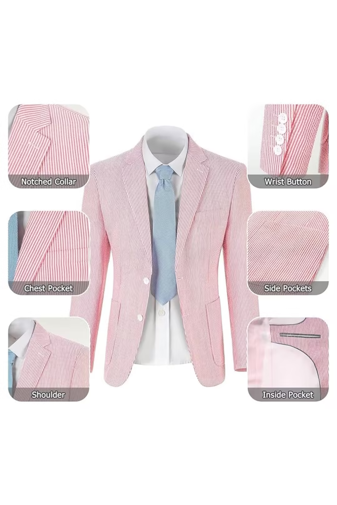 Men’s Striped Formal Suit Set | Two Piece
